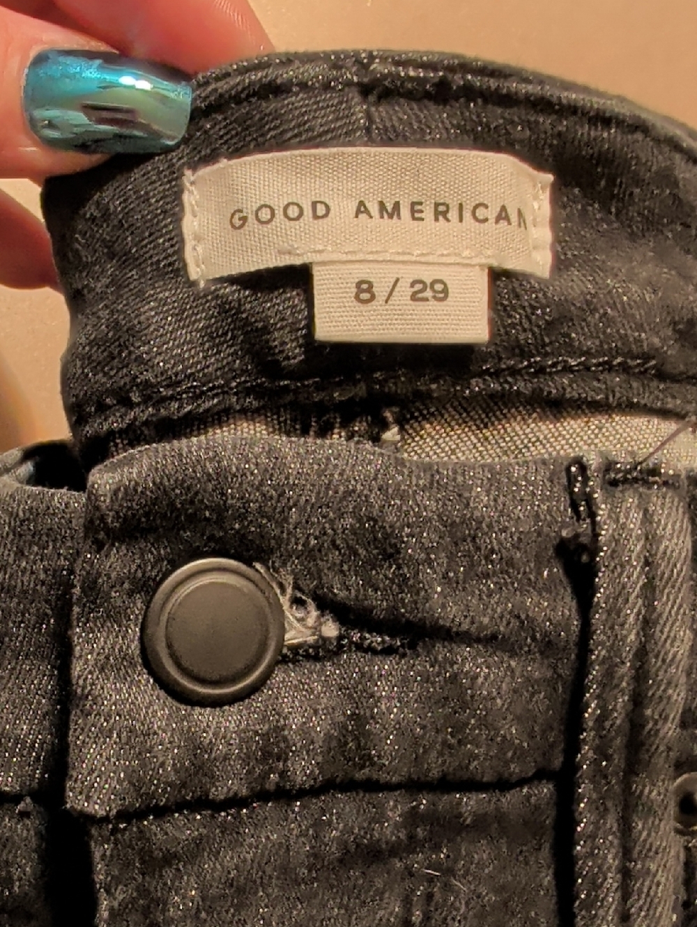 Good American Black Straight Leg Jeans